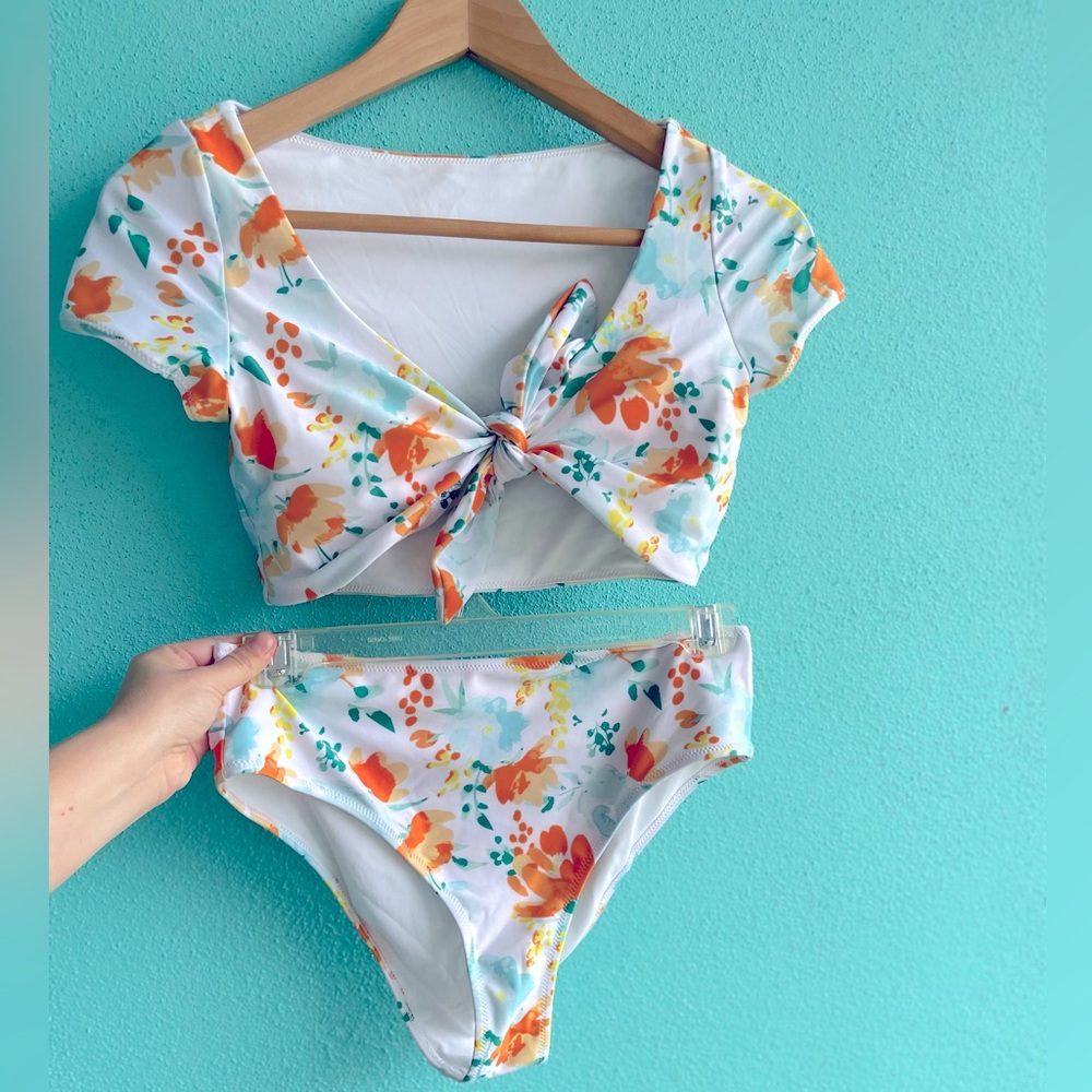 Floral Tie-Front Bikini Set